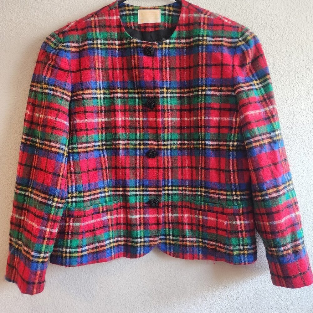 Vintage Pendleton Jacket Womens 18 Red Plaid Wool Blazer Made USA 90s Classic